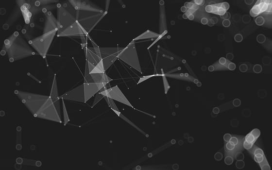 Abstract polygonal space low poly dark background with connecting dots and lines. Connection structure. 3d rendering