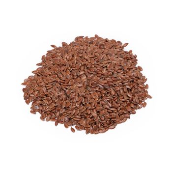 Flax seeds heap isolated on white background