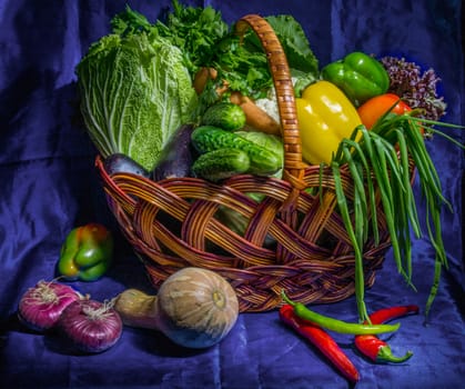 still life of fresh vegetables on a table