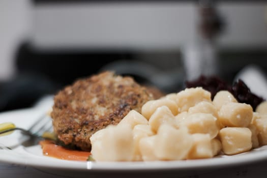 Delicious and fresh lunch in the kitchen. Home food concept.