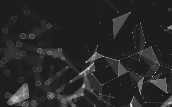 Abstract polygonal space low poly dark background with connecting dots and lines. Connection structure. 3d rendering