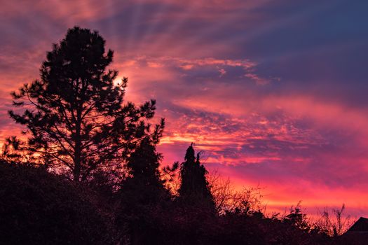 Colourful Sunset over East Grinstead