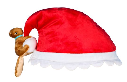 Santa Claus red hat isolated on white background with clipping path