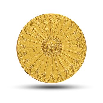 Illustration of a vintage golden fantasy coin