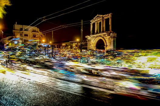 Hadrian gate at night