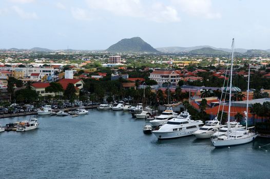 The port of Oranjestad, the currently main commercial harbor of Aruba, is situated on the south-western end of the island.