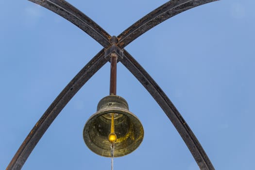 the bell on sky background old bell sky winter