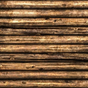 Wooden wall from logs - Grunge background texture - Illustration