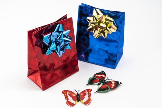 small red and blue gift packages