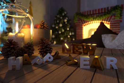 happy new year and christmas background closeup composition photo