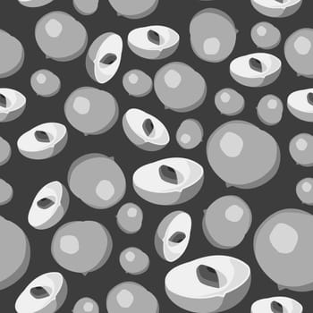Abstract seamless background design cloth texture with abui fruit elements. Creative endless fabric pattern with shapes of small Pouteria caimito. Simple soft graphic tile images for wallpaper or textile.