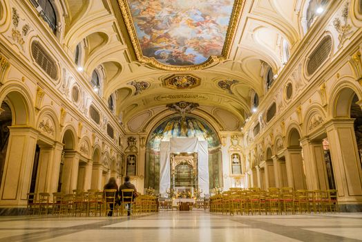 Interior of Santa Cecilia church in Rome in Italy