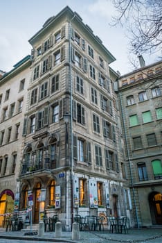 Tall house in Geneva's historical center or downtown