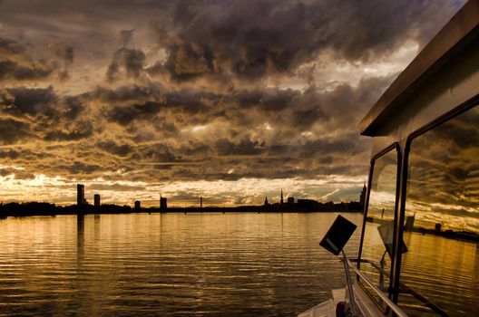 Fantastic view of Riga city in a summer evening