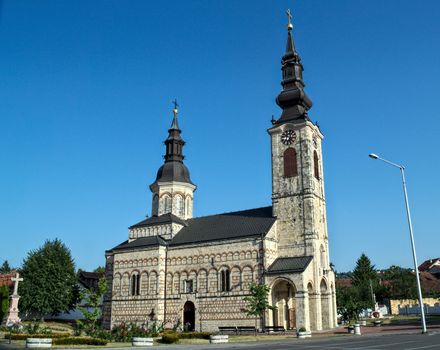 Orthodox stone church in Sremska Kamenica, Serbia