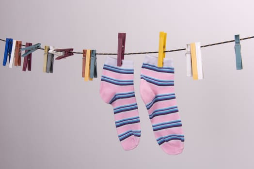 colorful socks hanging to dry