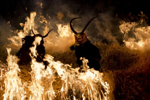 a show of Krampus masks in the north east of italy