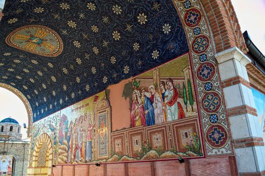 Mosaic decorated sealing and wall in Kac monastery, serbia