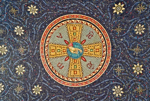 Mosaic on sealing of monastery Kac, Serbia