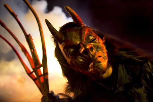 Traditional show of Krampus masks in Tarvisio, In north east of Italy
