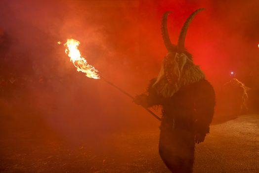 The traditional Krampus masks show in Tarvisio, North East Alps in Italy