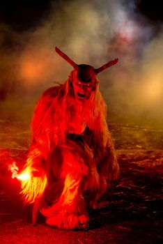 The traditional Krampus masks show in Tarvisio, North East Alps in Italy