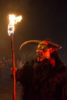 The traditional Krampus masks show in Tarvisio, North East Alps in Italy