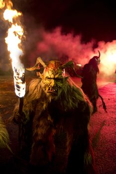 The traditional Krampus masks show in Tarvisio, North East Alps in Italy