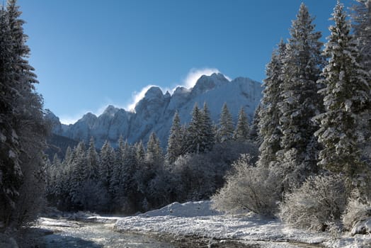 mountain winter landscape covered by snow