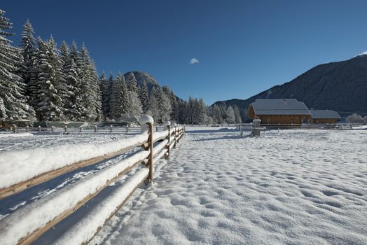 mountain winter landscape covered by snow