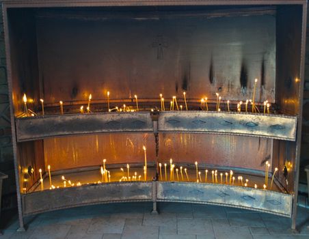 Place for lightning candles in Serbian Monastery