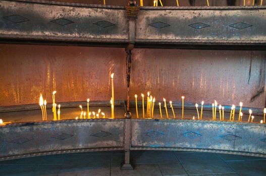 Place for lightning candles in Serbian Monastery