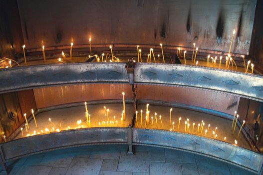 Place for lightning candles in Serbian Monastery