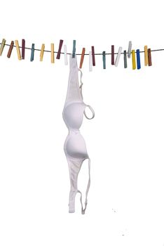 White bra hanging to dry