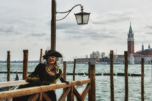 A view of traditional carnival masks in Venice, Italy