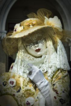 A view of traditional carnival masks in Venice, Italy