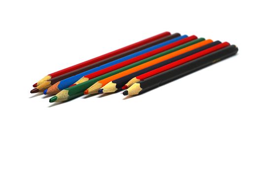 Colorful pencils isolated on white background.