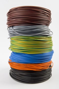 skein of colored electric wire