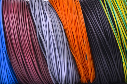 skein of colored electric wire