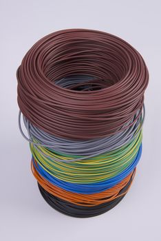 skein of colored electric wire