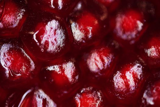 Macro view of ripe seeds of pomegranate.