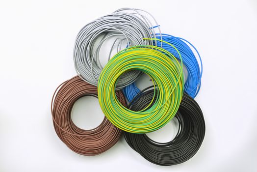 skein of colored electric wire