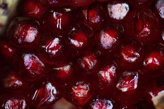 Macro view of ripe seeds of pomegranate.