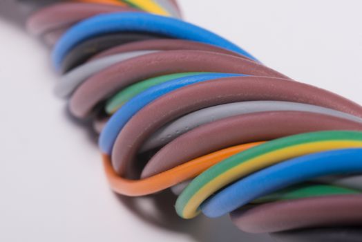 bundle of electric cables of various colors