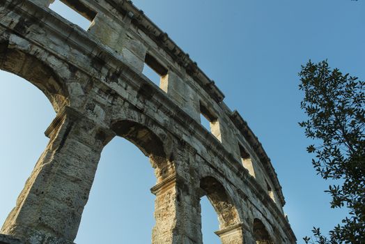 detail of the Roman amphitheater in Pula, Croatia