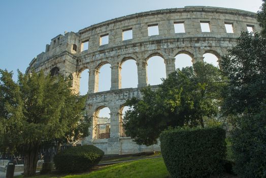 detail of the Roman amphitheater in Pula, Croatia