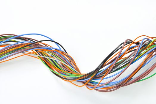 bundle of electric cables of various colors