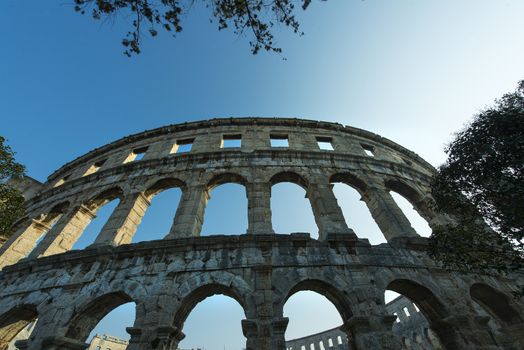 detail of the Roman amphitheater in Pula, Croatia