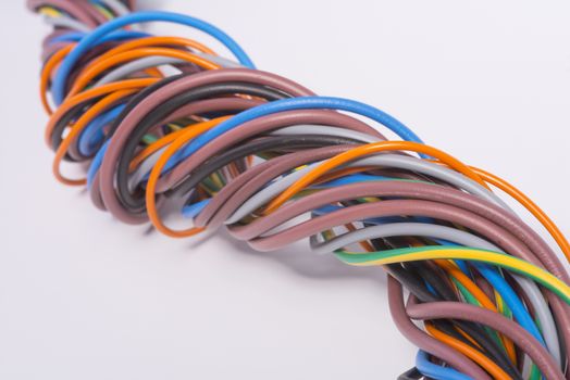 bundle of electric cables of various colors