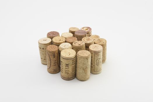 corks on a white floor